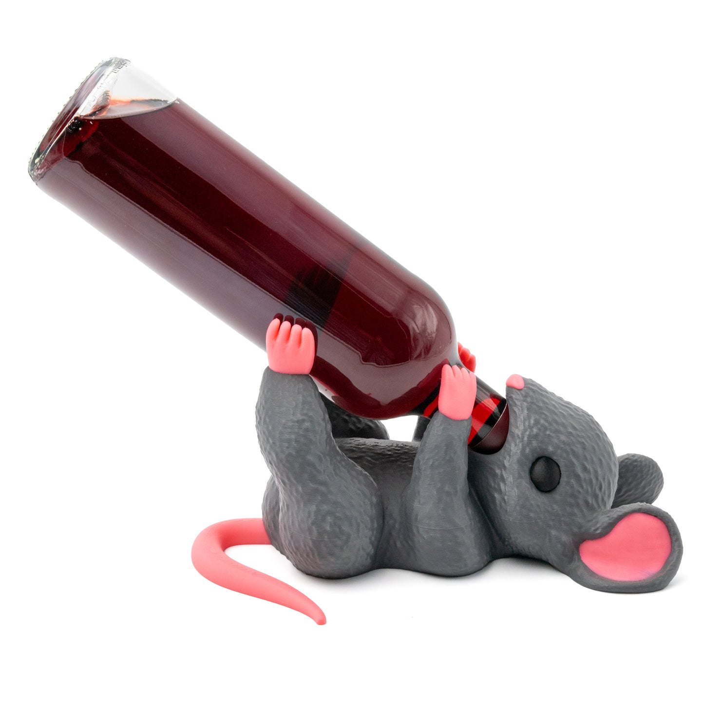 Flaschenhalter „Durstige Maus“ – klein, grau, und ganz schön gierig