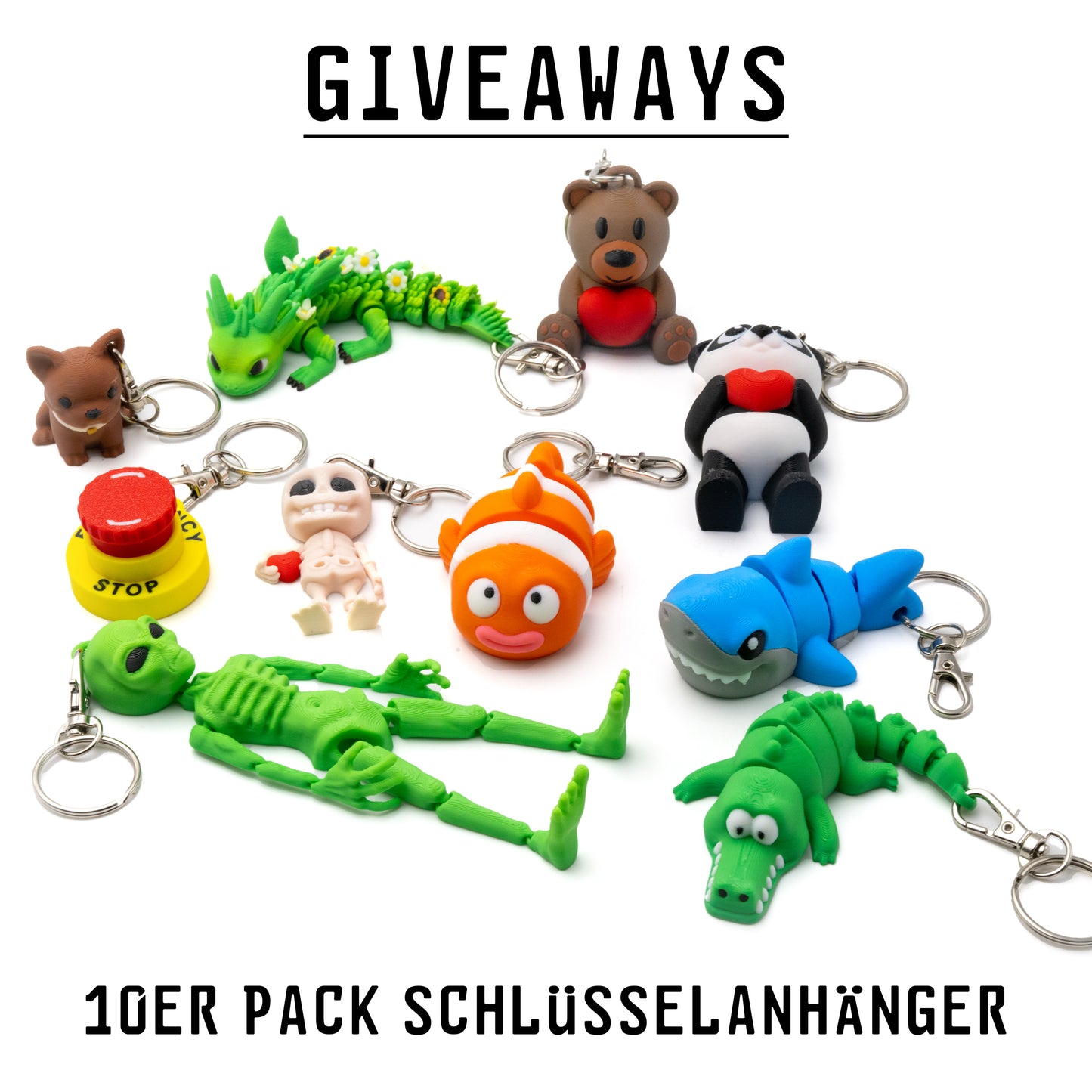 Bunte Schlüsselanhänger im 10er-Set – Perfekt als kleines Geschenk oder Giveaway