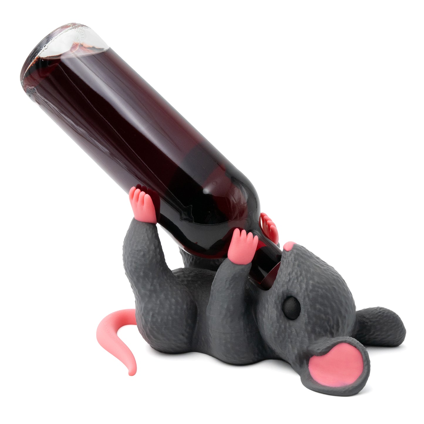 Flaschenhalter „Durstige Maus“ – klein, grau, und ganz schön gierig