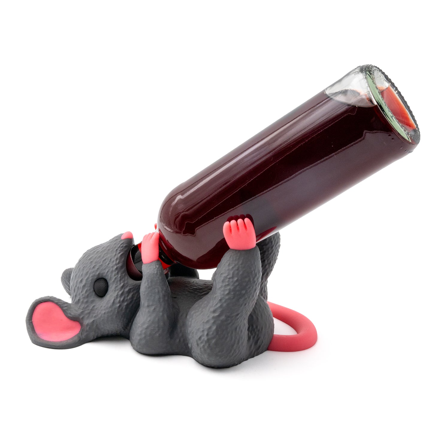 Flaschenhalter „Durstige Maus“ – klein, grau, und ganz schön gierig