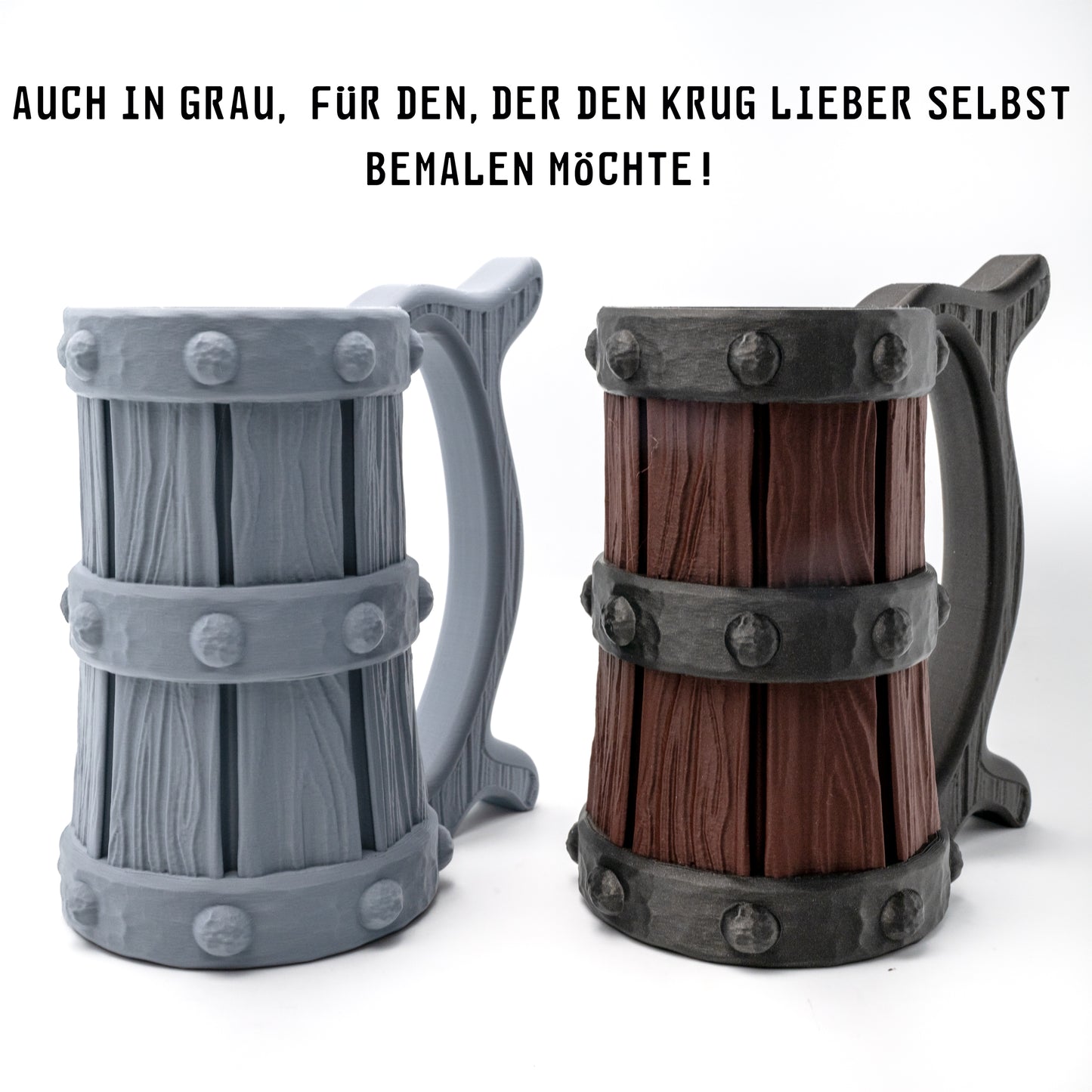 nachempfundener "Holzbierkrug" für Getränkedosen in den Größen 0,5 und 0,33 Liter